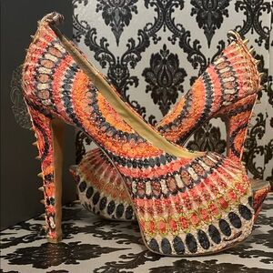 Wild Pair Multicolor Patterned Heels missing straps